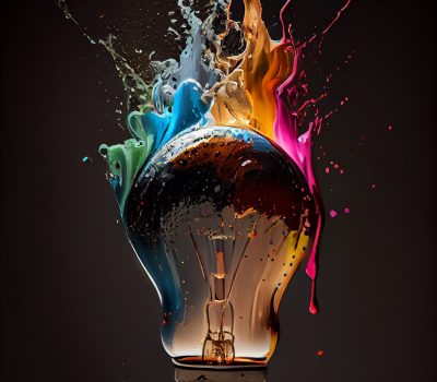 Abstract glowing flame drops in electric illumination ,generative artificial intelligence